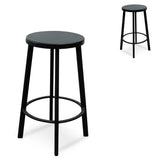 Set of 2 - James 65cm Timber Seat Bar Stool - Black - Last Set Bar Stool New Home-Core
