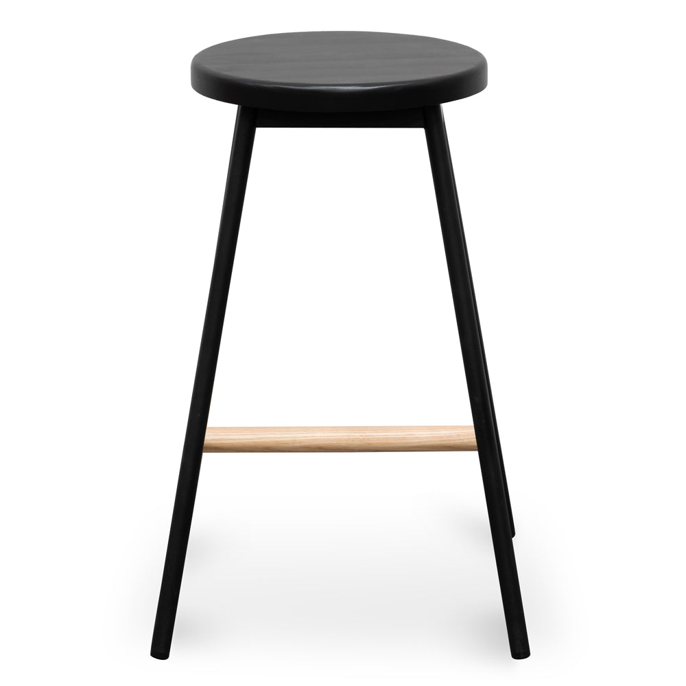 Ex Display - Leo Bar Stool - Black Timber Seat - Black Frame - Last One Bar Stool New Home-Core