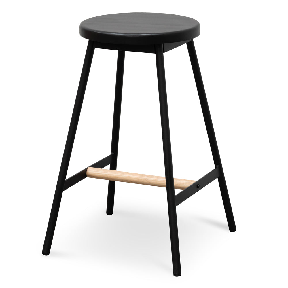 Ex Display - Leo Bar Stool - Black Timber Seat - Black Frame - Last One Bar Stool New Home-Core