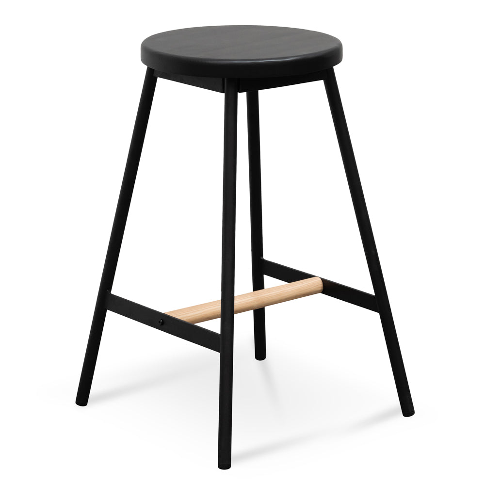Ex Display - Leo Bar Stool - Black Timber Seat - Black Frame - Last One Bar Stool New Home-Core