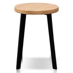Set of 2 - James 46cm Natural Wooden Seat Low Stool - Black Legs Low Stool New Home-Core   