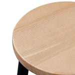 Set of 2 - James 46cm Natural Wooden Seat Low Stool - Black Legs Low Stool New Home-Core   