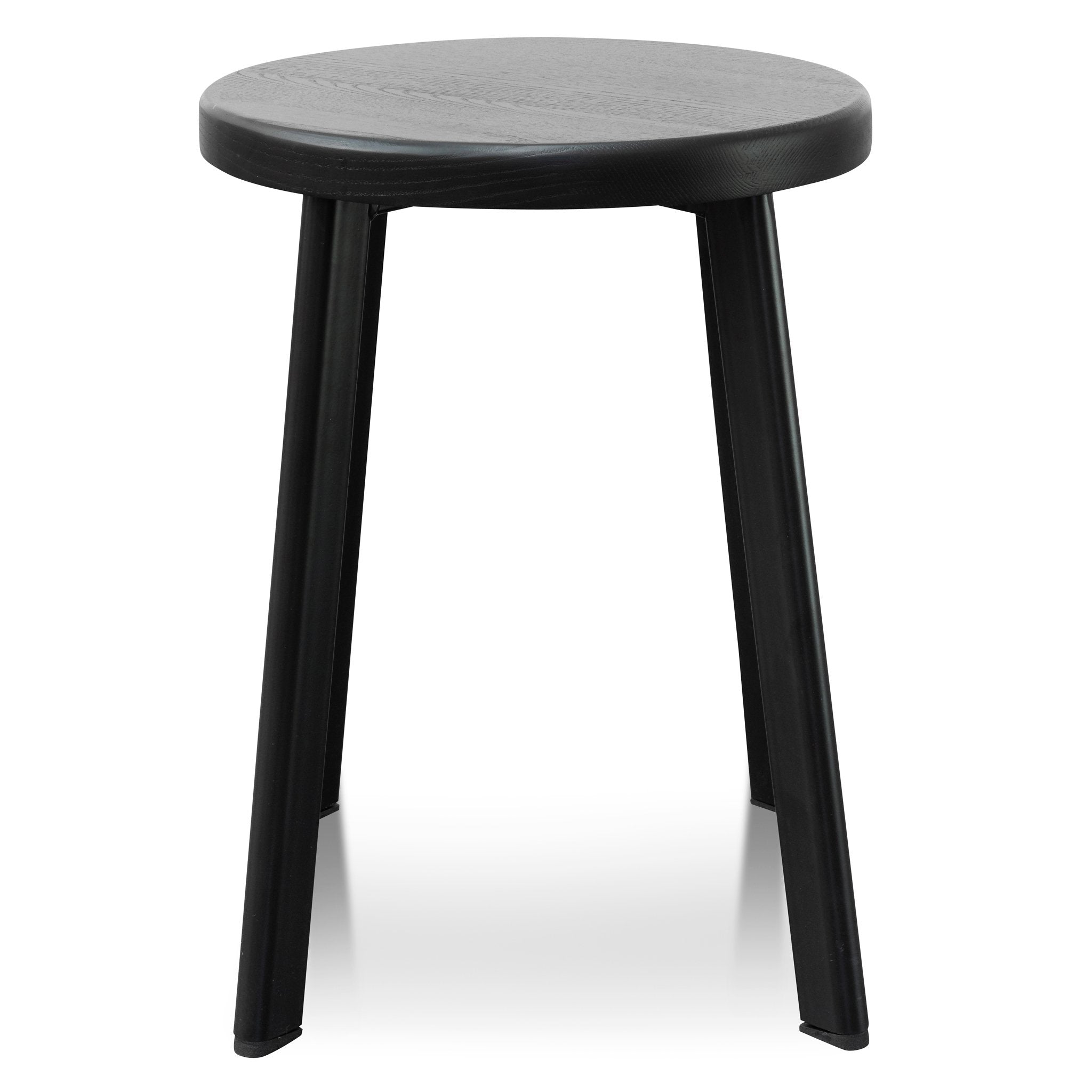 Set of 2 - James 46cm Wooden Seat Low Stool - Full Black Low Stool New Home-Core   