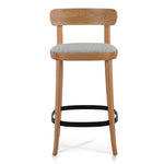 Josue 65cm Fabric Bar Stool - Natural with Silver Grey Seat - Last One Bar Stool Swady-Core
