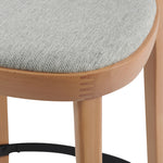 Set of 2 - Josue 65cm Fabric Bar Stool - Natural with Silver Grey Seat