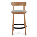 Ex Display - Josue 65cm Fabric Bar Stool - Natural with Silver Grey Seat Bar Stool Swady-Core
