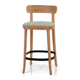 Josue 65cm Fabric Bar Stool - Natural with Silver Grey Seat - Last One Bar Stool Swady-Core