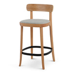 Josue 65cm Fabric Bar Stool - Natural with Silver Grey Seat - Last One Bar Stool Swady-Core