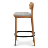 Ex Display - Josue 65cm Fabric Bar Stool - Natural with Silver Grey Seat Bar Stool Swady-Core