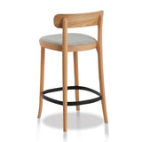 Josue 65cm Fabric Bar Stool - Natural with Silver Grey Seat - Last One Bar Stool Swady-Core