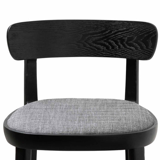 Set of 2 - Josue 65cm Fabric Bar Stool - Black with Pepper Grey Seat Bar Stool Swady-Core   