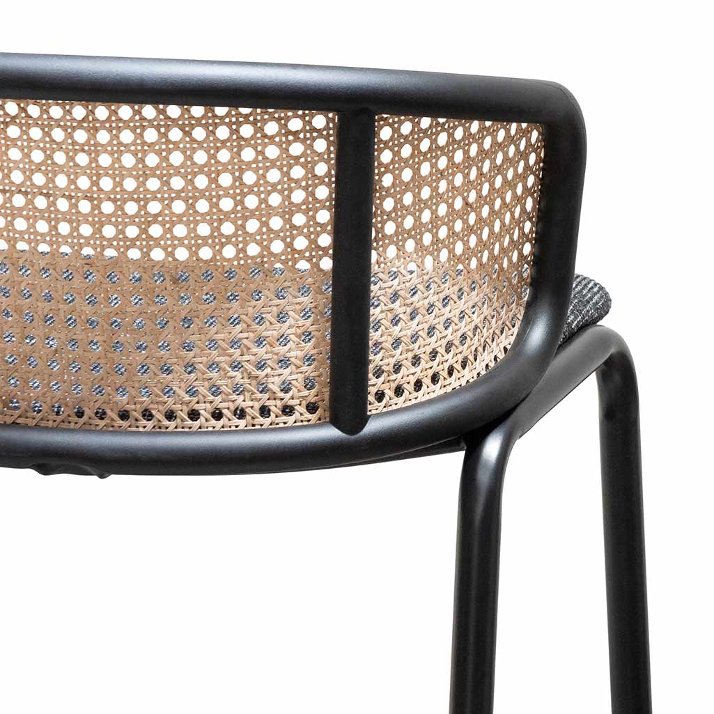 Ex Display - Florine 75cm Fabric Bar Stool - Black Legs Bar Stool Swady-Core   