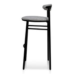 Ex Display - Oneal 65cm Fabric Bar Stool - Silver Grey and Black Legs Bar Stool Swady-Core   