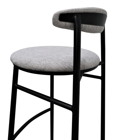Ex Display - Oneal 65cm Fabric Bar Stool - Silver Grey and Black Legs Bar Stool Swady-Core   