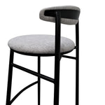 Set of 2 -Oneal 65cm Fabric Bar Stool - Silver Grey and Black Legs Bar Stool Swady-Core   