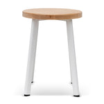 Set of 2 - James 46cm Natural Wooden Seat Low Stool - White Legs Low Stool New Home-Core   