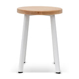 Ex Display - James 46cm Natural Wooden Seat Low Stool - White Legs Low Stool New Home-Core