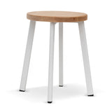 Ex Display - James 46cm Natural Wooden Seat Low Stool - White Legs Low Stool New Home-Core