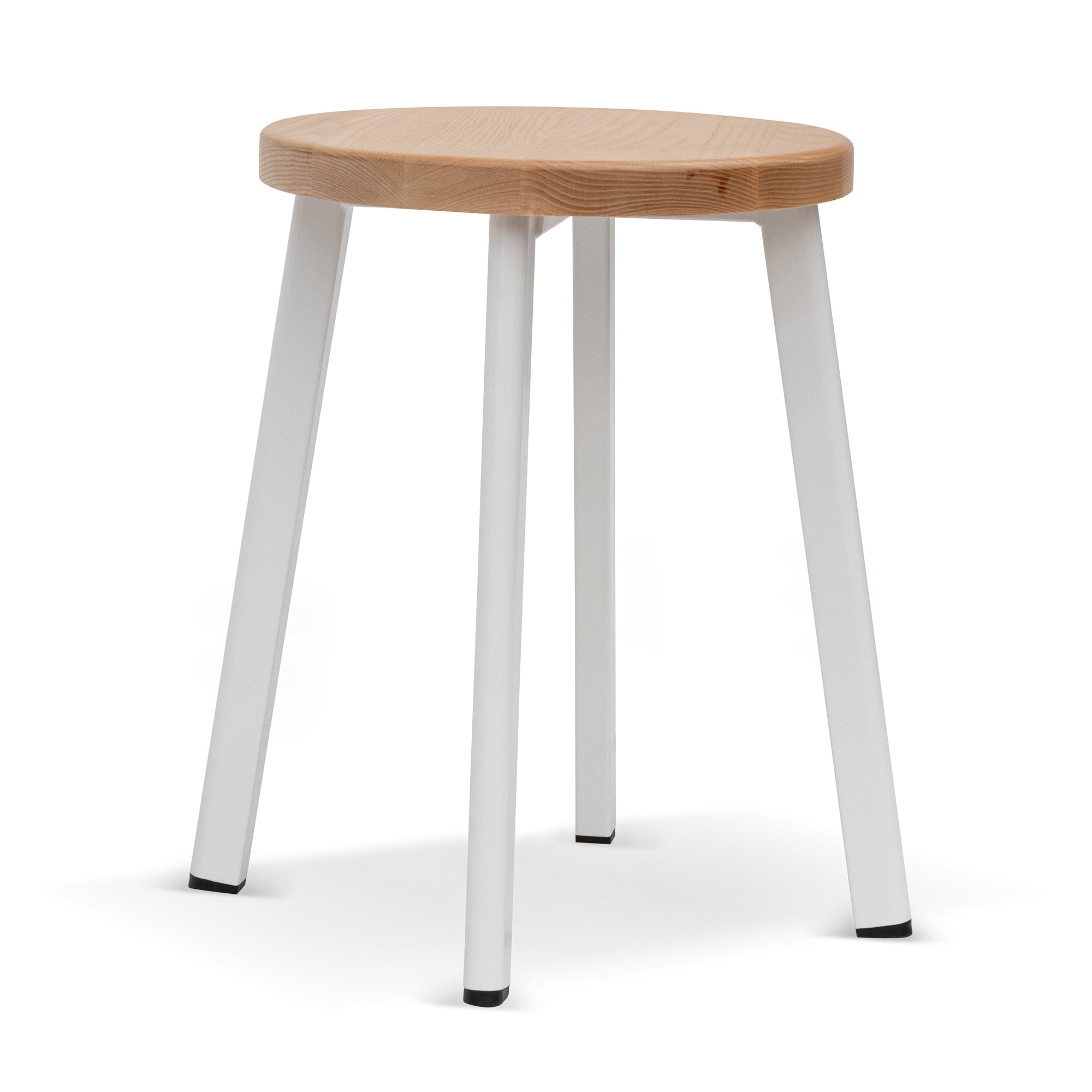 Ex Display - James 46cm Natural Wooden Seat Low Stool - White Legs Low Stool New Home-Core