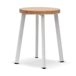 Ex Display - James 46cm Natural Wooden Seat Low Stool - White Legs Low Stool New Home-Core
