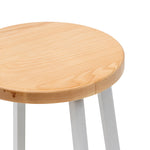 Ex Display - James 46cm Natural Wooden Seat Low Stool - White Legs Low Stool New Home-Core