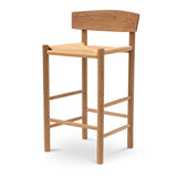Ex Display - Erika 65cm Bar Stool - Natural with Back Rest Bar Stool Oakwood-Core