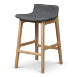 Ex Display - Harris 65cm Grey Bar Stool - Natural Legs Bar Stool Swady-Core   