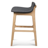 Ex Display - Harris 65cm Grey Bar Stool - Natural Legs Bar Stool Swady-Core   