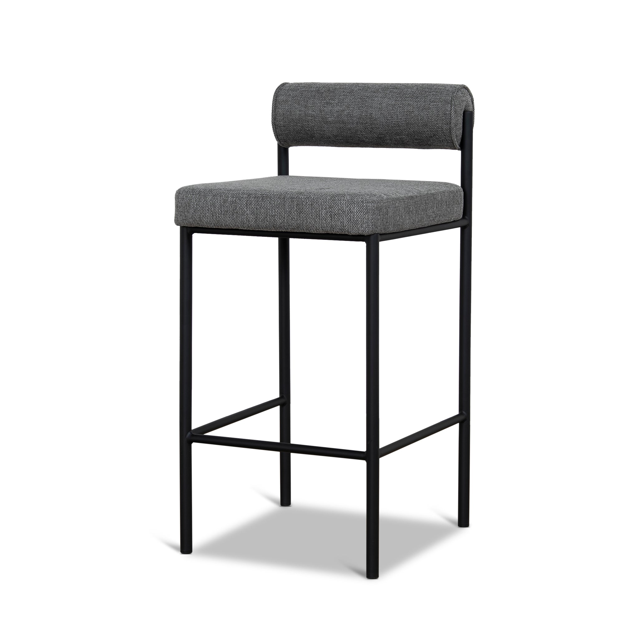 Set of 2 - Shaffer 65cm Fabric Bar Stool - Spec Smoke Grey Bar Stool Freehold-Core
