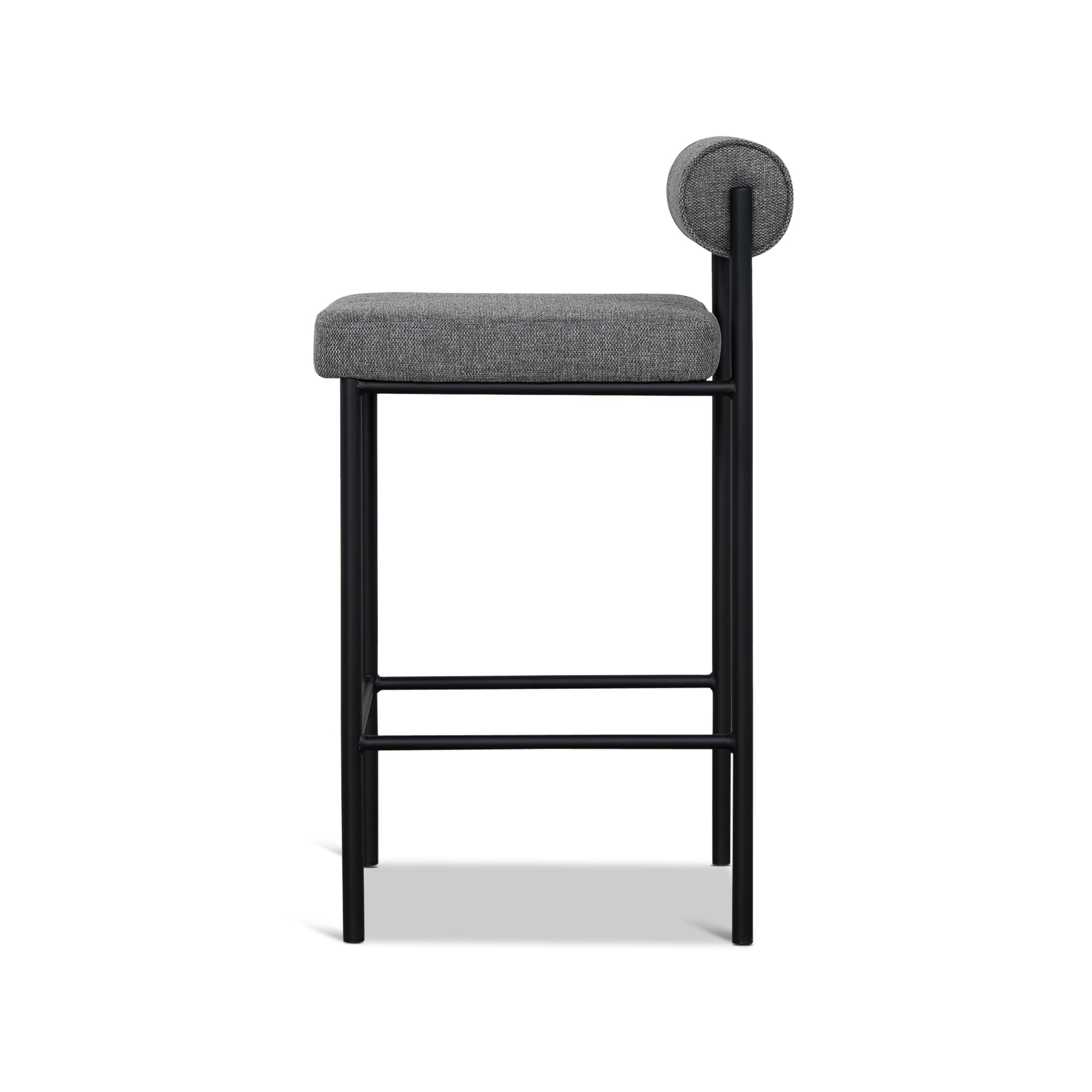 Set of 2 - Shaffer 65cm Fabric Bar Stool - Spec Smoke Grey Bar Stool Freehold-Core