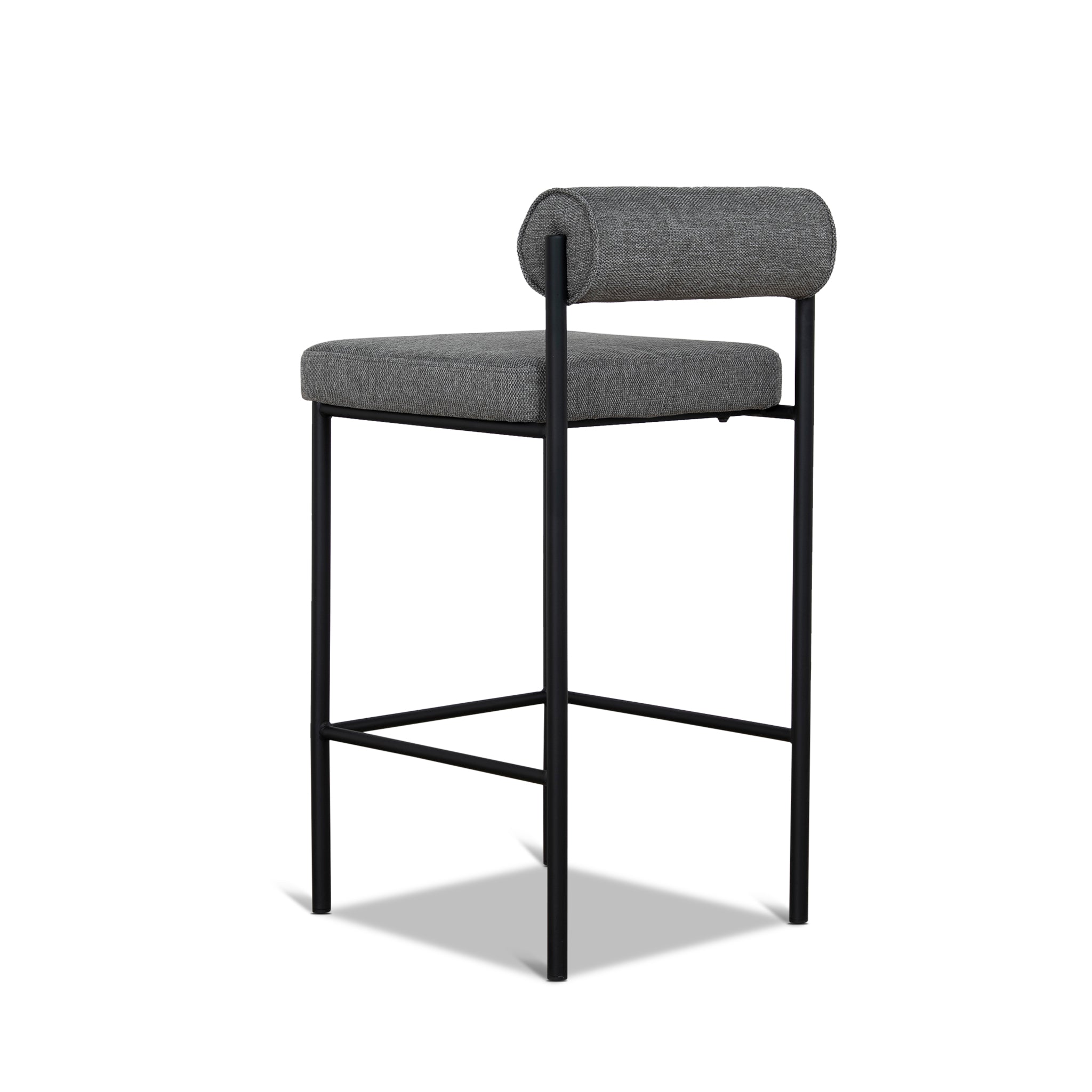 Set of 2 - Shaffer 65cm Fabric Bar Stool - Spec Smoke Grey Bar Stool Freehold-Core