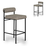 Set of 2 - Shaffer 65cm Fabric Bar Stool - Spec Smoke Grey Bar Stool Freehold-Core