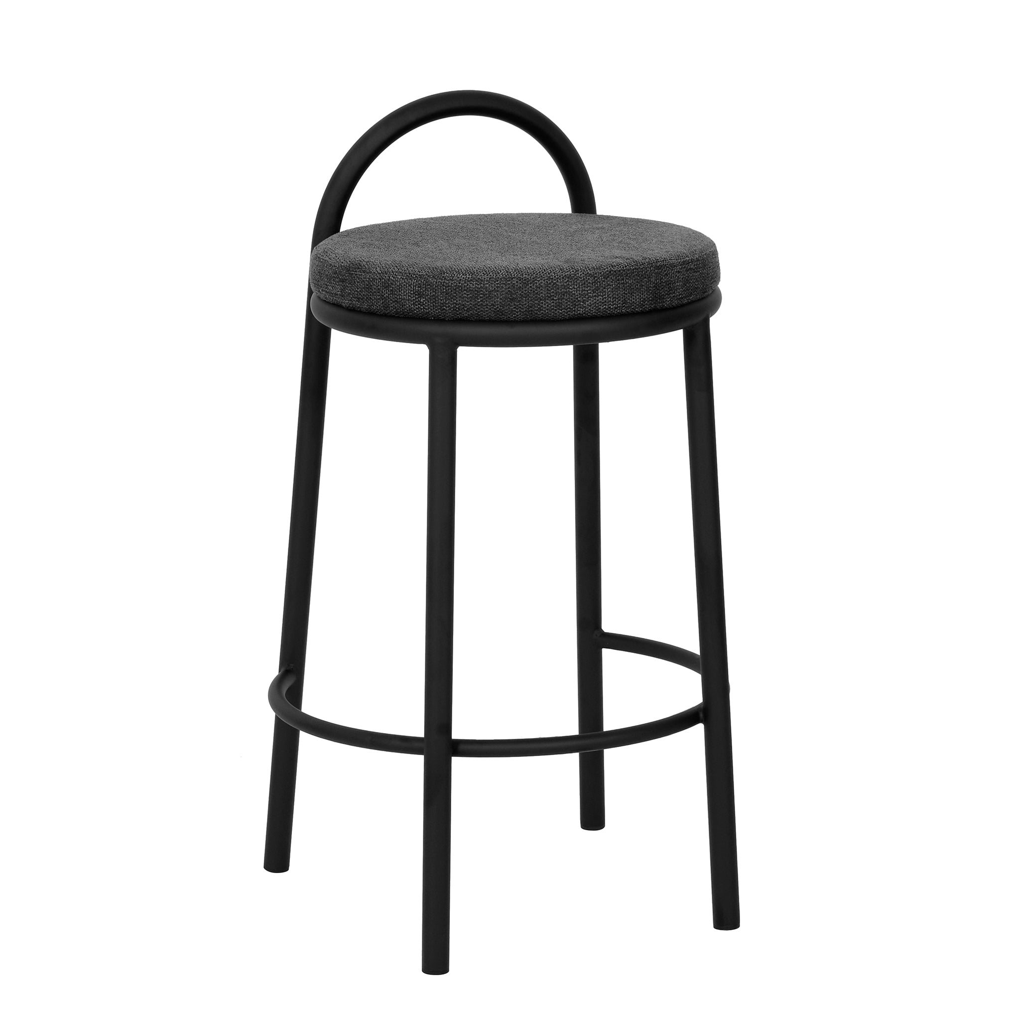 Ex Display - Mclean 63cm Fabric Bar Stool - Charcoal Grey Bar Stool Freehold-Core   