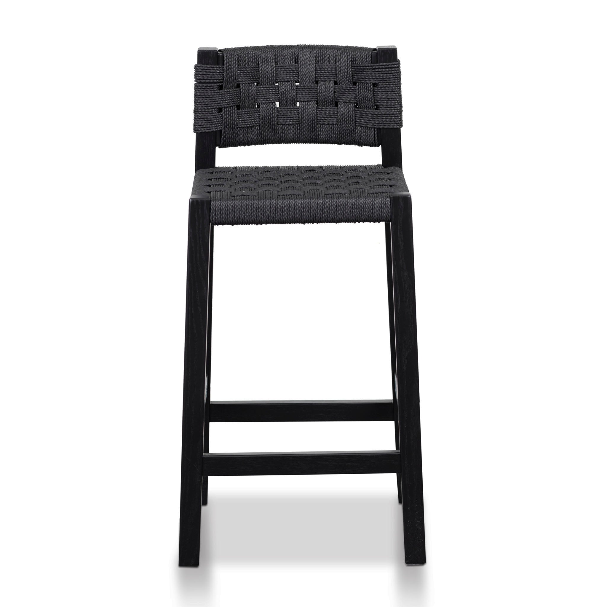 Ex Display - Jolen Rattan Bar Stool - Black with Back Bar Stool Oakwood-Core
