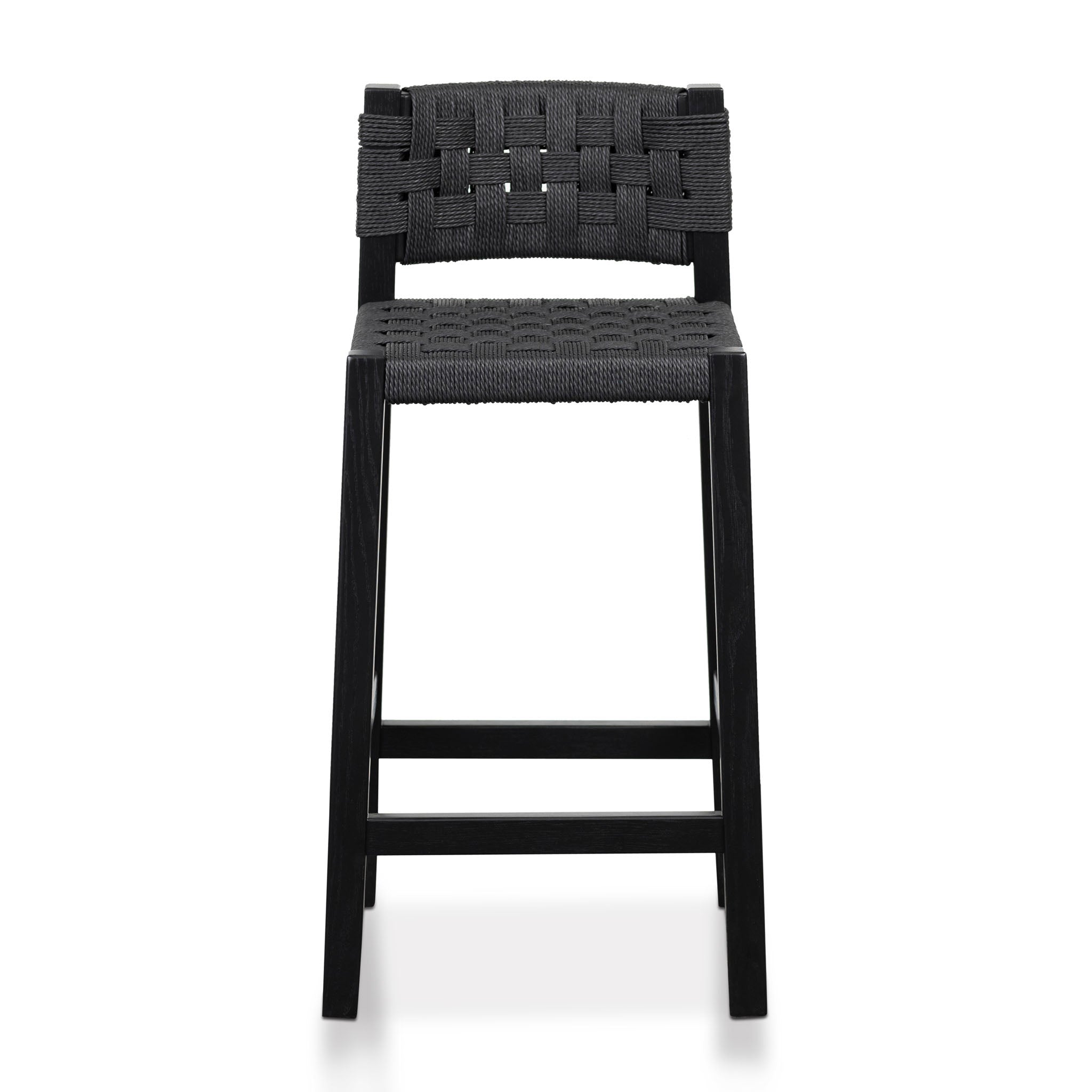Ex Display - Jolen Rattan Bar Stool - Black with Back Bar Stool Oakwood-Core