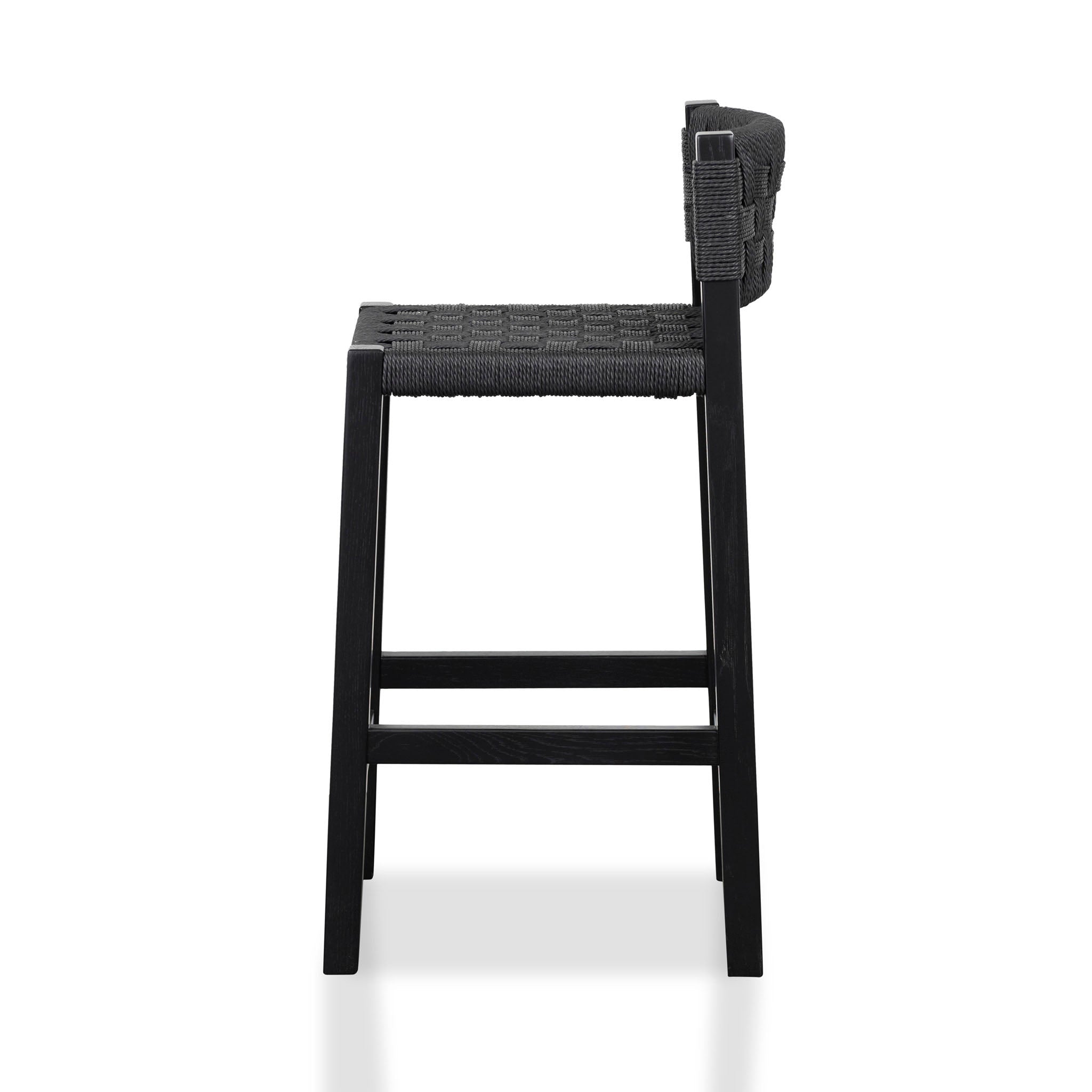 Ex Display - Jolen Rattan Bar Stool - Black with Back Bar Stool Oakwood-Core