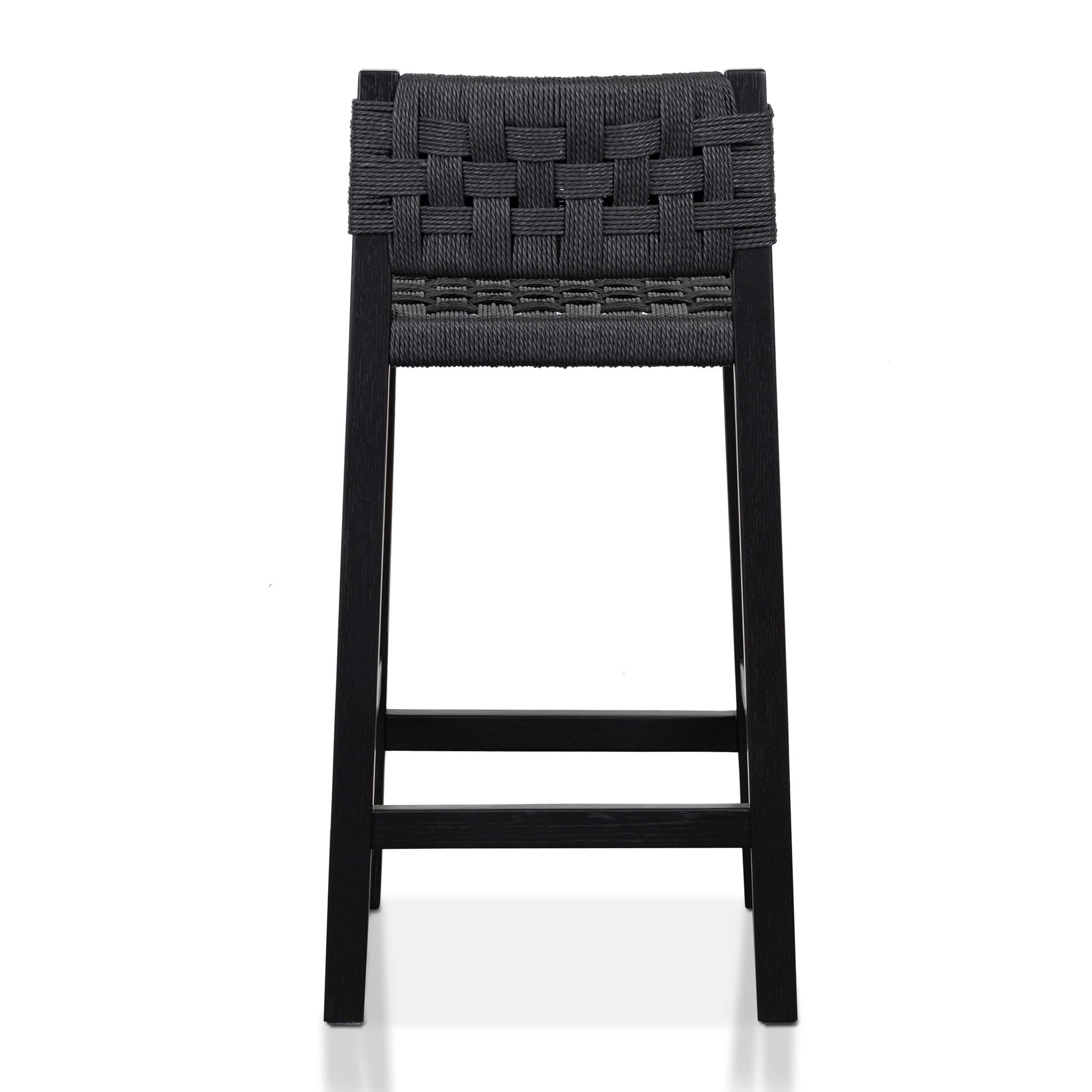 Ex Display - Jolen Rattan Bar Stool - Black with Back Bar Stool Oakwood-Core