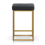 Adela Black Boucle Bar Stool - Brushed Gold Base Bar Stool Blue Steel Sofa- Core   