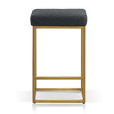 Adela Black Boucle Bar Stool - Brushed Gold Base Bar Stool Blue Steel Sofa- Core   