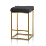 Adela Black Boucle Bar Stool - Brushed Gold Base Bar Stool Blue Steel Sofa- Core   