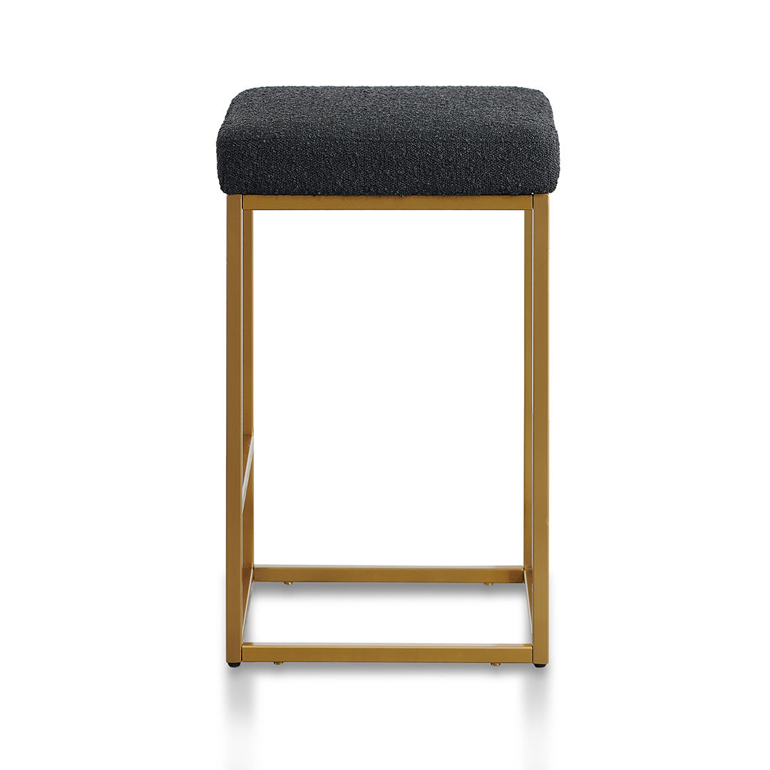 Adela Black Boucle Bar Stool - Brushed Gold Base Bar Stool Blue Steel Sofa- Core   