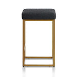 Adela Black Boucle Bar Stool - Brushed Gold Base Bar Stool Blue Steel Sofa- Core   