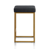 Adela Black Boucle Bar Stool - Brushed Gold Base Bar Stool Blue Steel Sofa- Core   