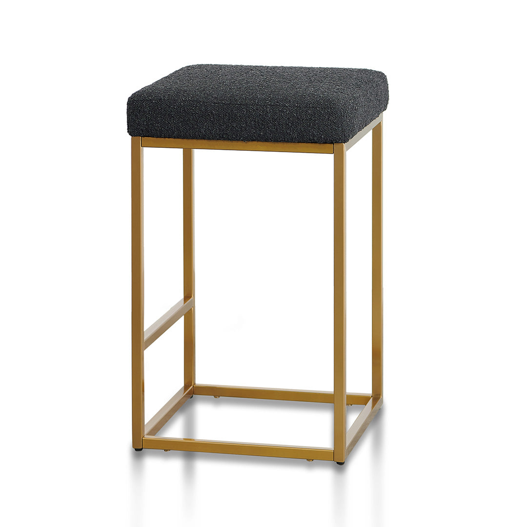 Adela Black Boucle Bar Stool - Brushed Gold Base Bar Stool Blue Steel Sofa- Core   