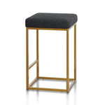 Adela Black Boucle Bar Stool - Brushed Gold Base Bar Stool Blue Steel Sofa- Core   