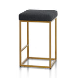 Adela Black Boucle Bar Stool - Brushed Gold Base Bar Stool Blue Steel Sofa- Core   