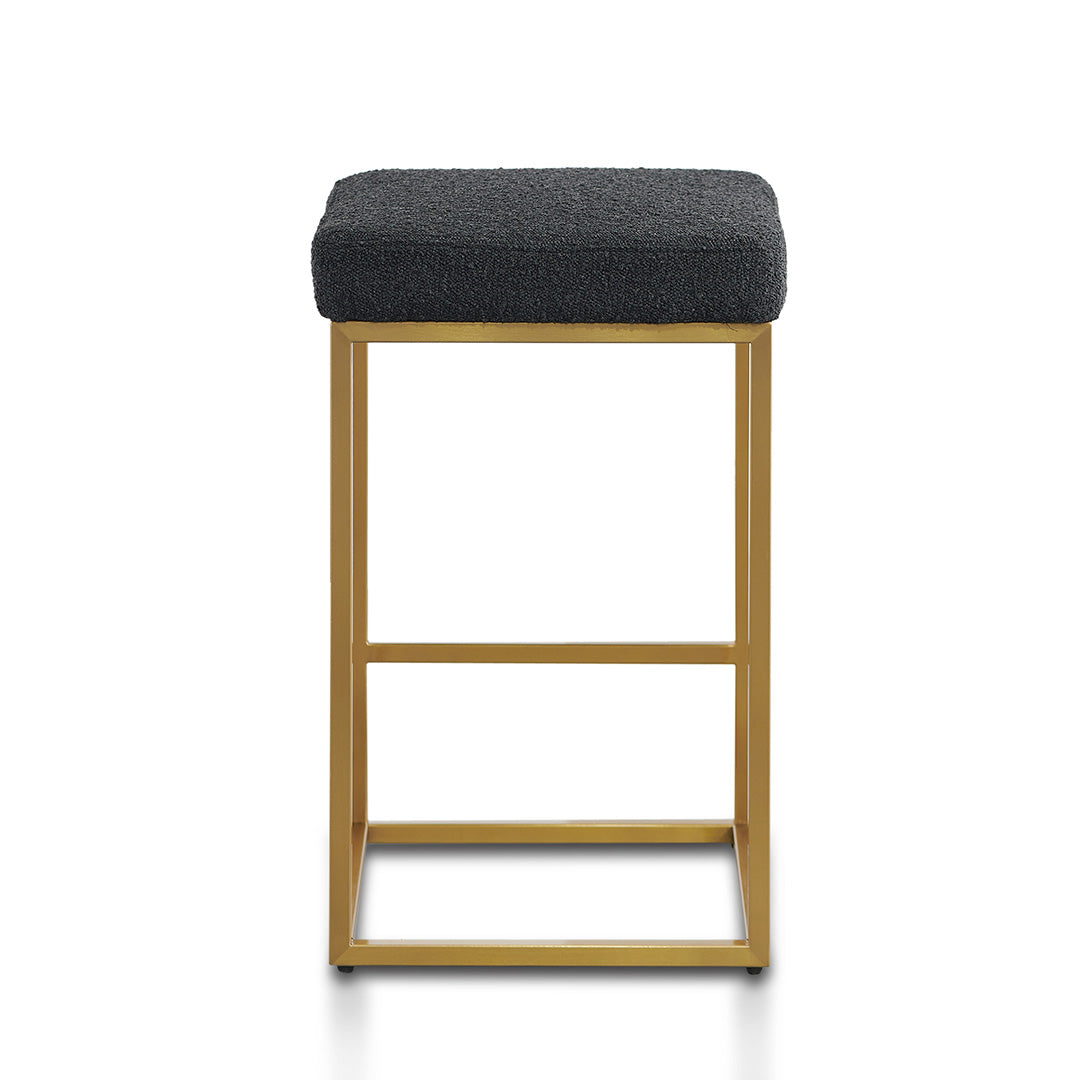 Adela Black Boucle Bar Stool - Brushed Gold Base Bar Stool Blue Steel Sofa- Core   