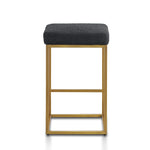 Adela Black Boucle Bar Stool - Brushed Gold Base Bar Stool Blue Steel Sofa- Core   