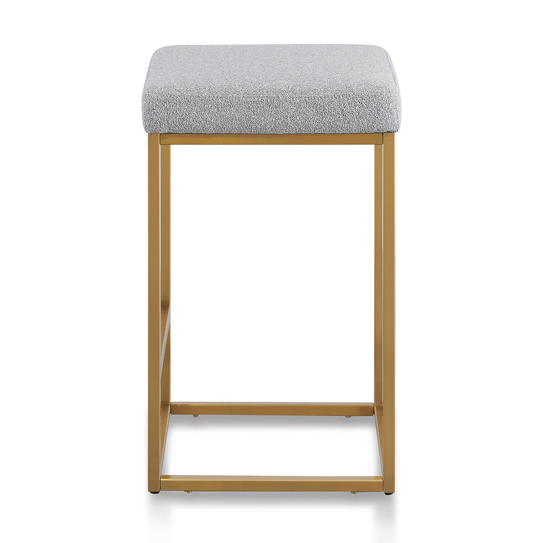 Ex Display - Adela Hail Grey Bar Stool - Brushed Gold Base Bar Stool Blue Steel Sofa- Core
