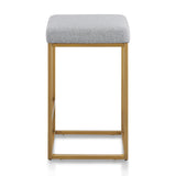 Ex Display - Adela Hail Grey Bar Stool - Brushed Gold Base Bar Stool Blue Steel Sofa- Core